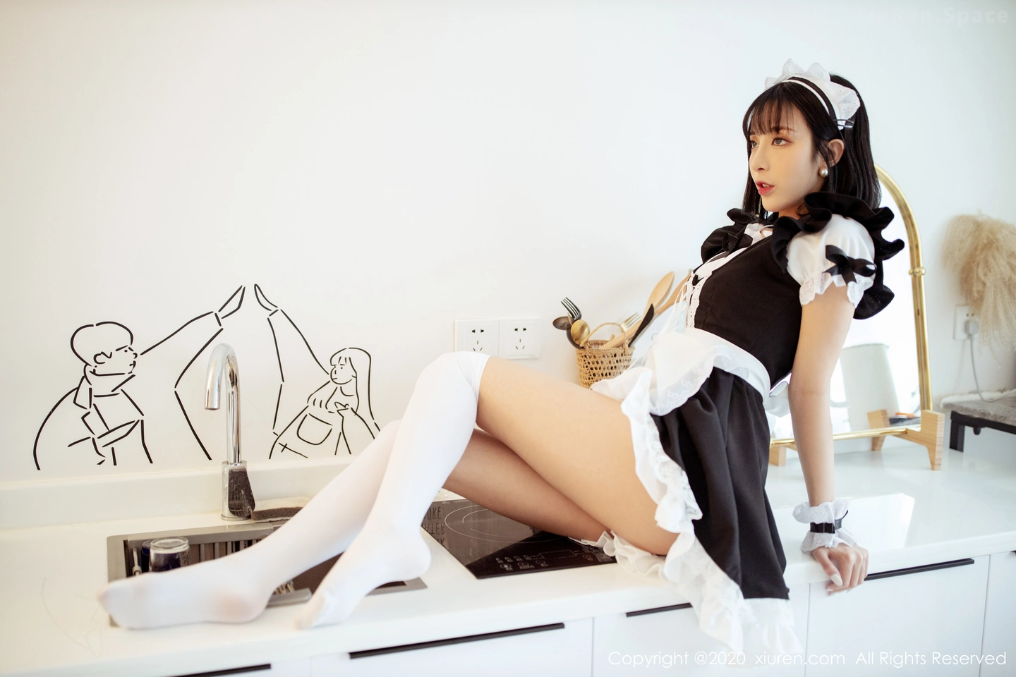 图片[6]-[XiuRen秀人网]VOL.2008 嫩模陈小喵私房情趣女仆装半脱蕾丝内裤秀翘臀极致诱惑写真64P-秀人网官方网站